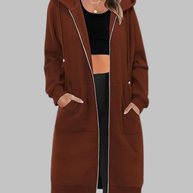 WW | Lässige Zip-Up Übergroße Lange Jacke