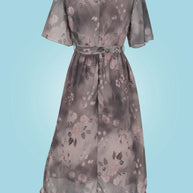 WW | Midikleid mit Blumenmuster und V-Ausschnitt