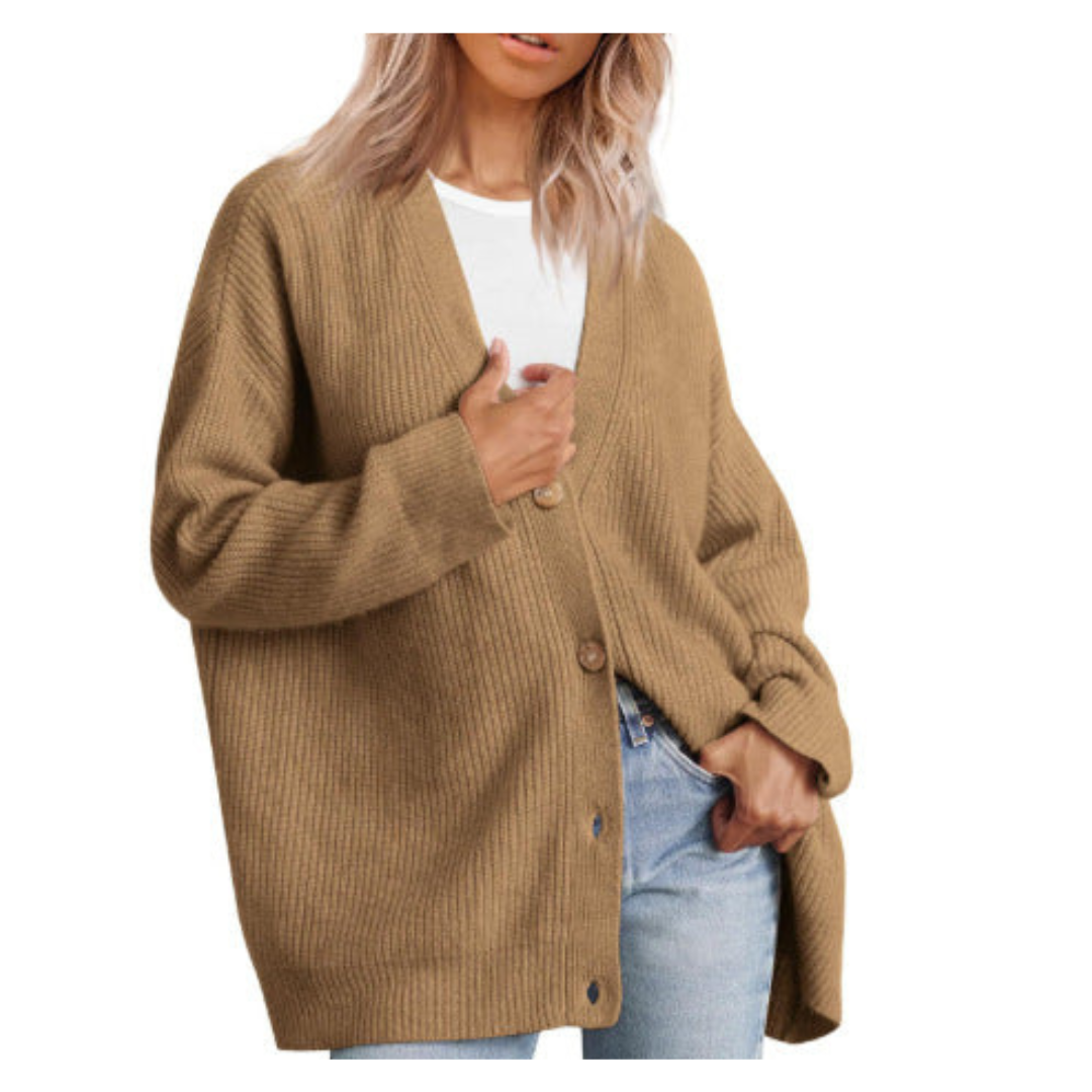 W&W Mode | Schicke Übergroße Strickjacke Mit Knöpfen Für Damen