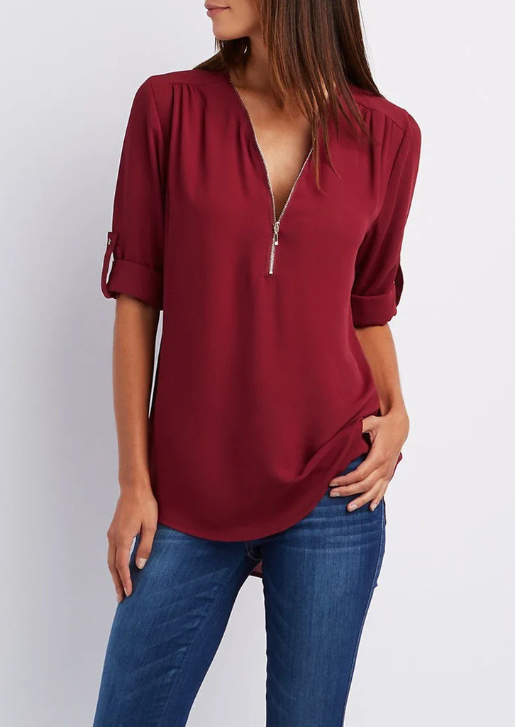 WW | Chiffonbluse mit Reißverschluss