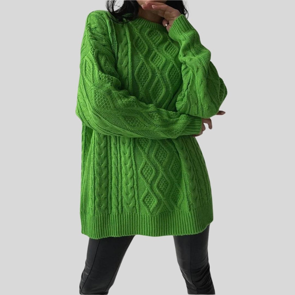 WW | Texturiertes Strickkleid Mit Zopfmuster Und Lockerer Passform