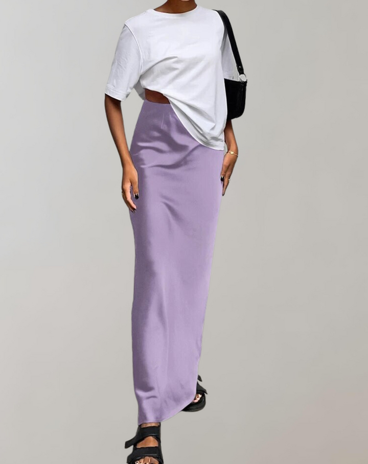 Damen Satin-Maxikleid in Trompetenform