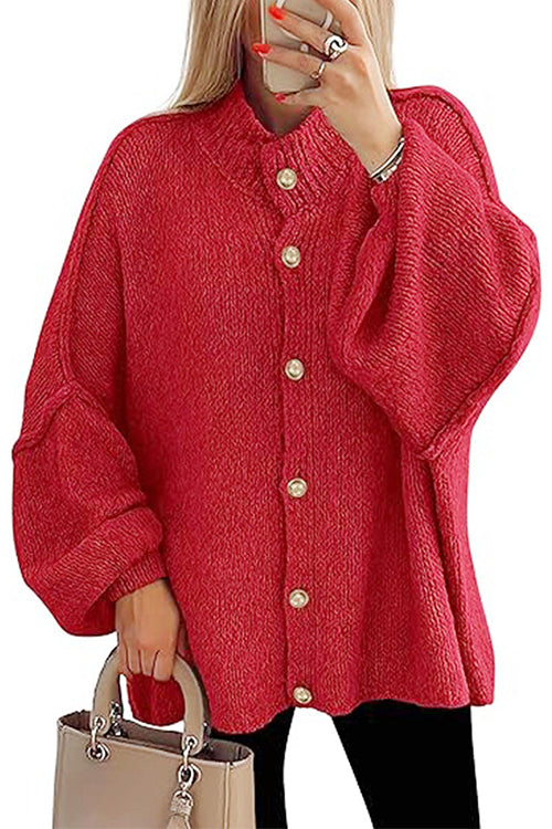 WW | Rosiedress Knopf-Down Ballonärmel Pullover Cardigan
