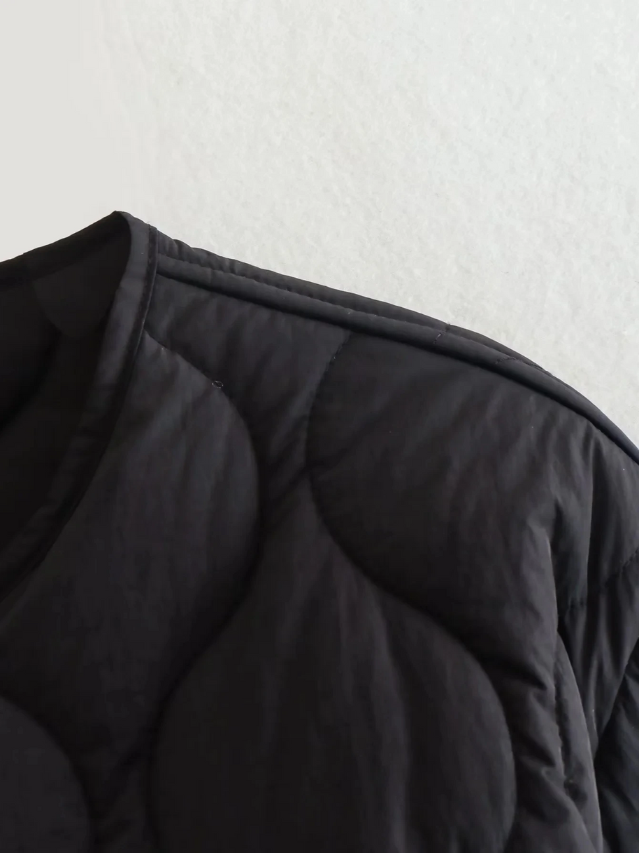 WW | Gepolsterte Jacke Damen, Leichtes Übergröße Modell Mit Taschen, Knopfverschluss