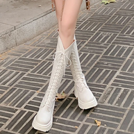 WW | Hohe Stiefel Damenstiefel Mit Schnürung Und Robuster Ferse