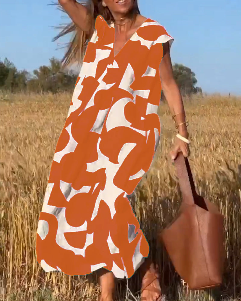 Amara™ - Maxikleid mit Print und V-Ausschnitt