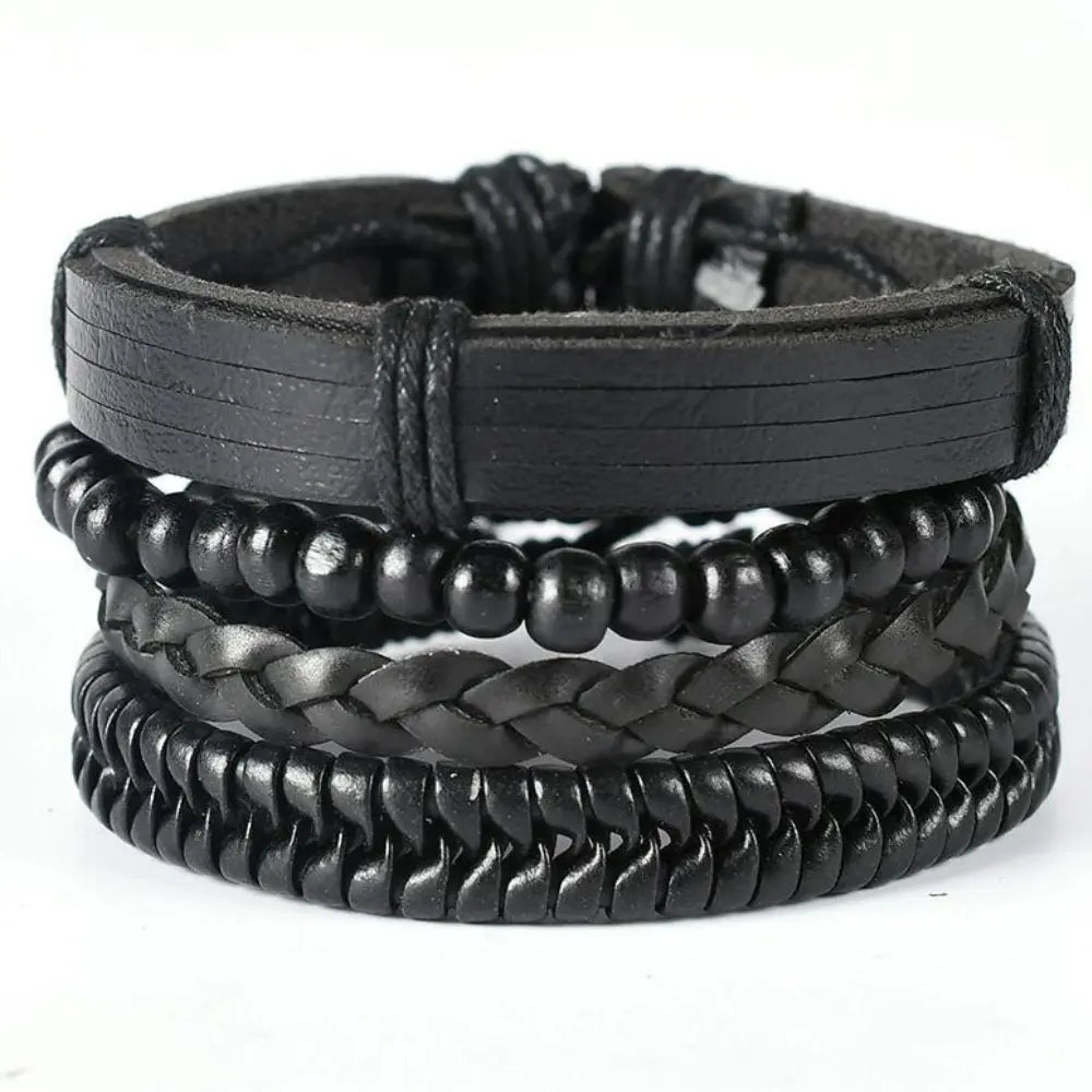 WW | Geflochtene Leder Wickelarmband Für Herren