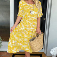 Midikleid mit Rundhalsausschnitt und Polka-Dot-Print
