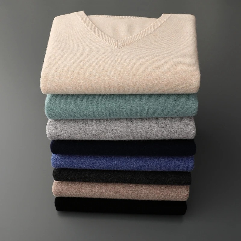WW | Kaschmir Pullover Herren, V-ausschnitt, Weiches Kaschmir Strickmaterial