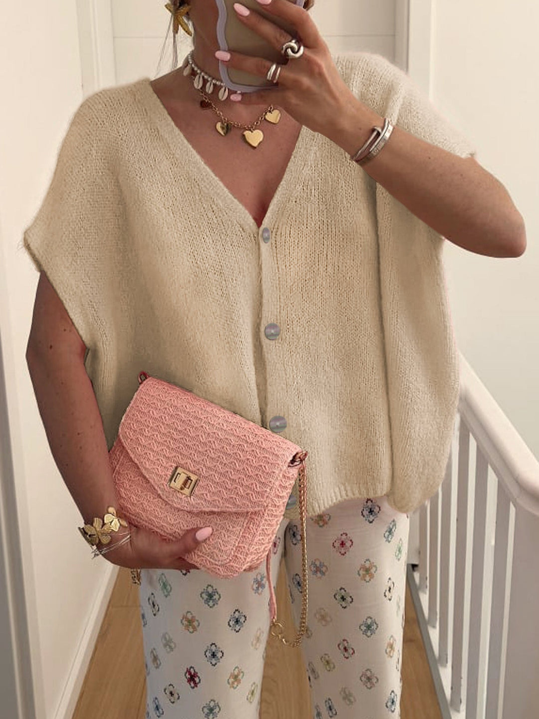 W&W Mode | V-Ausschnitt Kurzarm Cardigan