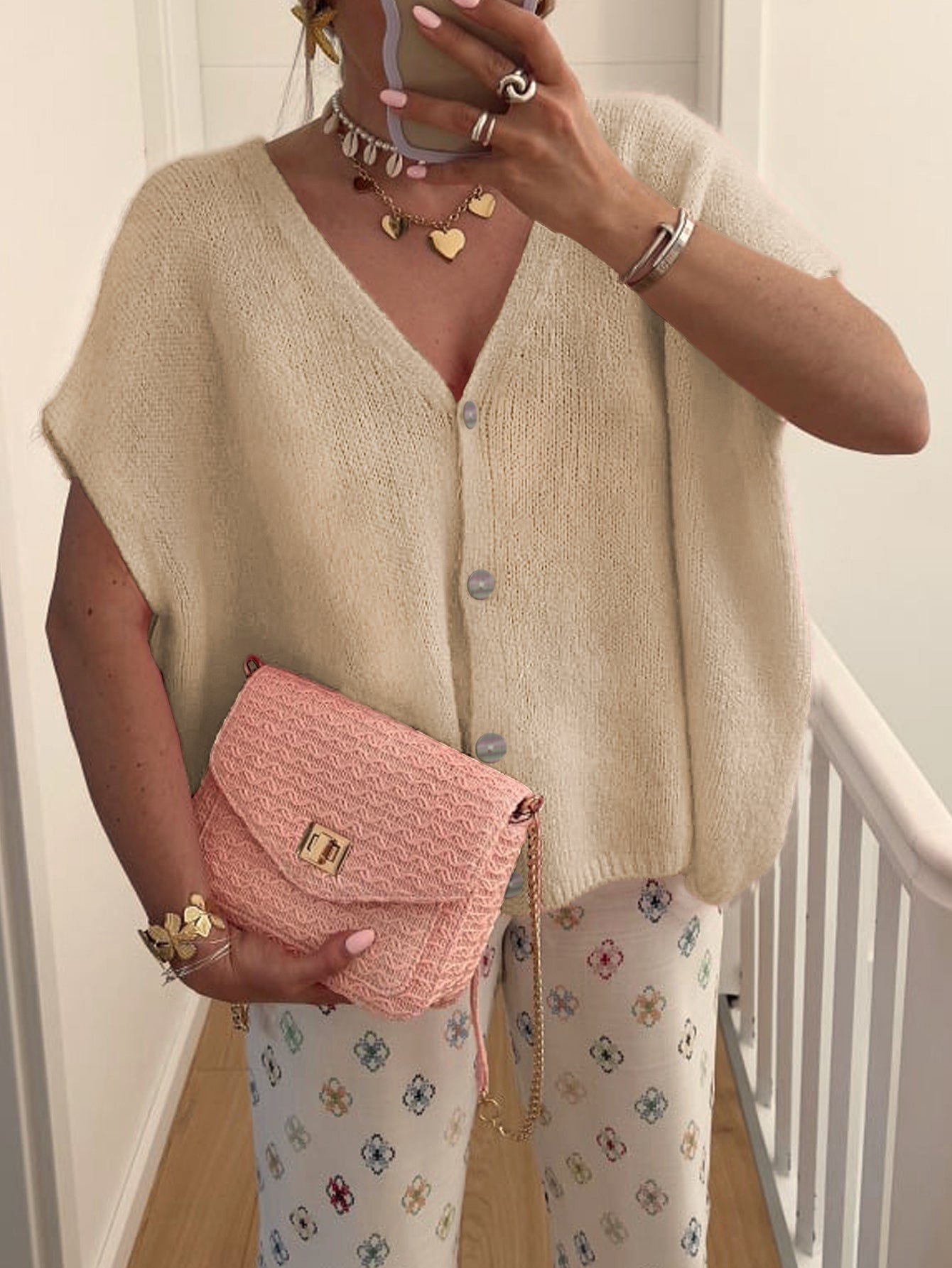 WW | V-Ausschnitt Kurzarm Cardigan