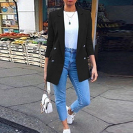WW | Damen Blazer Eleganter Longblazer Mit 3/4 Ärmeln, Ideal Für Business Looks