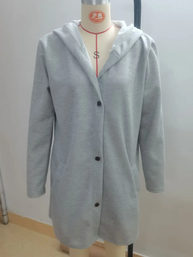 WW | Lange Strickjacken Für Damen Eleganter Strickjacke Mit Kapuze Und Knöpfen