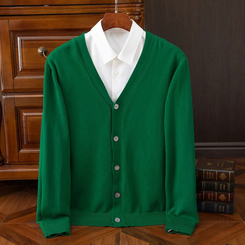WW | Herren Strickjacke Mit Knöpfen, Leichtes Material, V-ausschnitt, Klassischer Stil