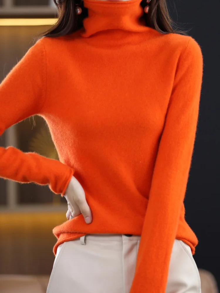WW | Damen Rollkragenpullover Weiches Fuzzy Strick Warm und Komfortabel Rollkragenpullover Damen