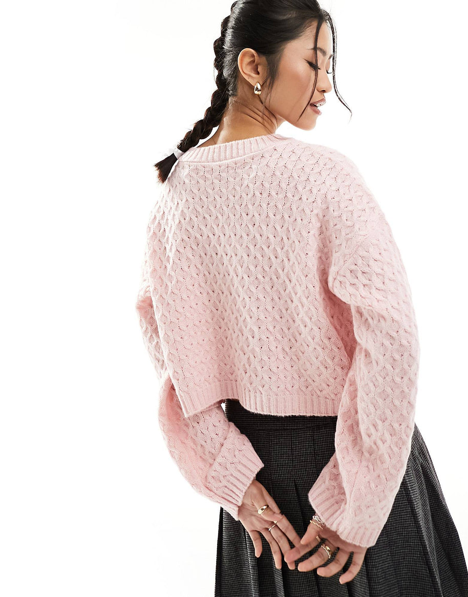 WW | Kontrast Kurzer Binde-Cardigan