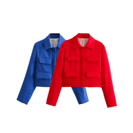WW | Bomberjack Damen Kurzjacke mit Vier Fronttaschen und Minimalistischem Design
