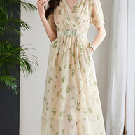 WW | Temperament Kurzarm Chiffonkleid