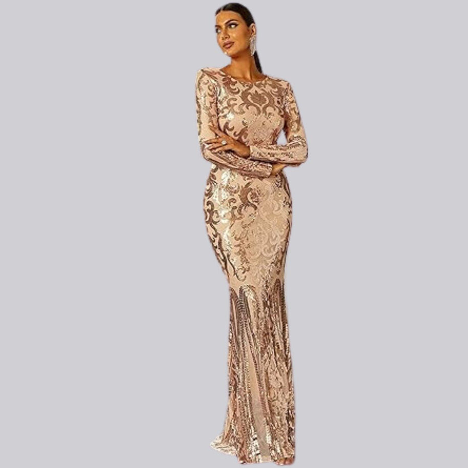 WW | Abendkleid mit langen Ärmeln und Pailletten