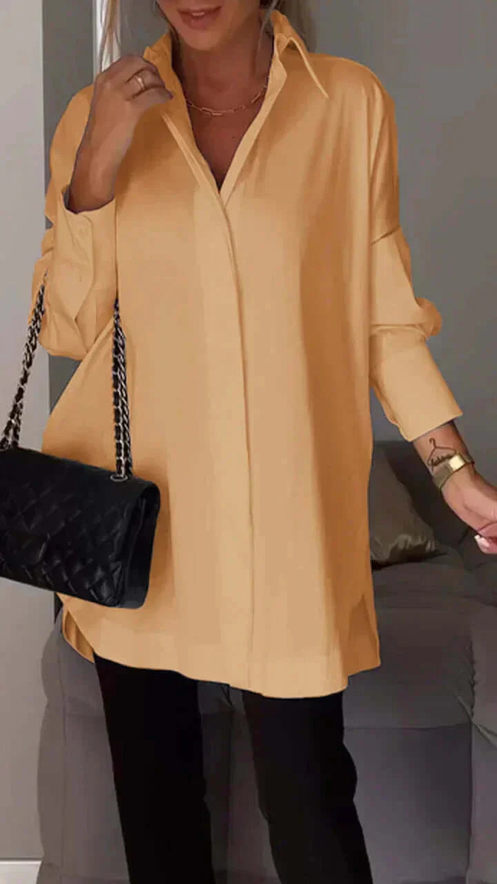 WW | Oversized Shirt Bluse mit gerollten Ärmeln