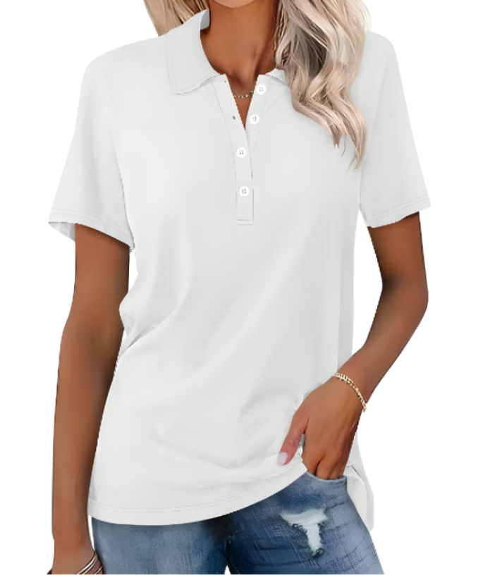 W&W Mode | Nachhaltiges Poloshirt Damen Polo Shirt Mit Kragen Und Knopfverschluss