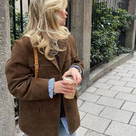 WW | Oversize Brauner Wildleder Trenchcoat Mit