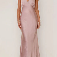 WW | Rosiedress V-Ausschnitt Ärmelloses Maxikleid Party Kleid
