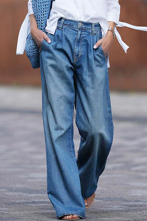 WW | Rosiedress Vintage Weite Beinform Zerrissene Denim-Hose