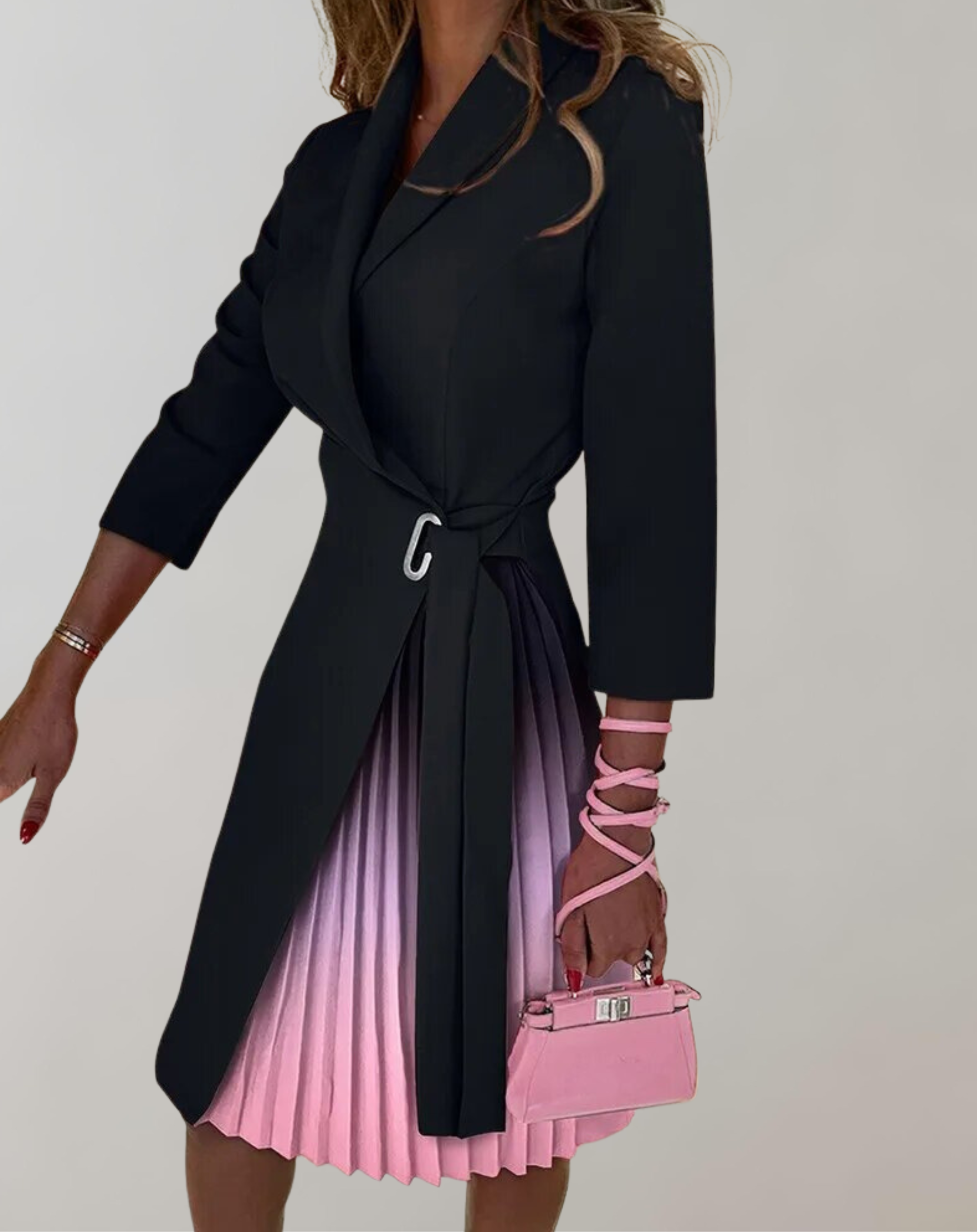 WW - Damen Kleid Druck gekerbt