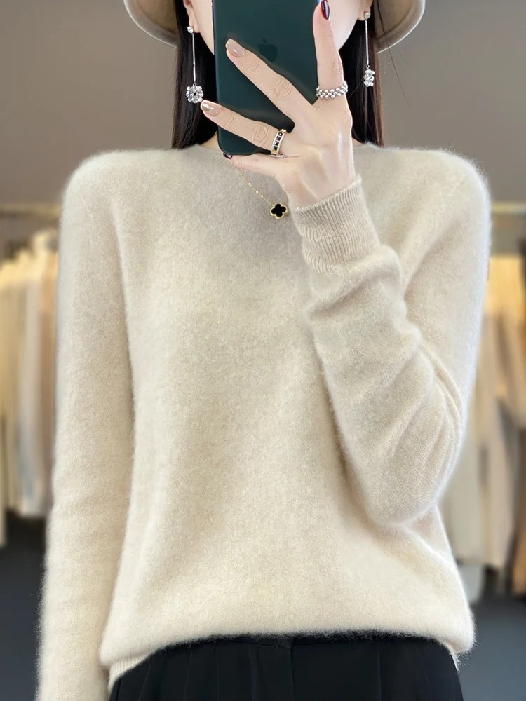 W&W Mode | Pullover Damen Runder Ausschnitt Weicher und Eleganter Strickpullover