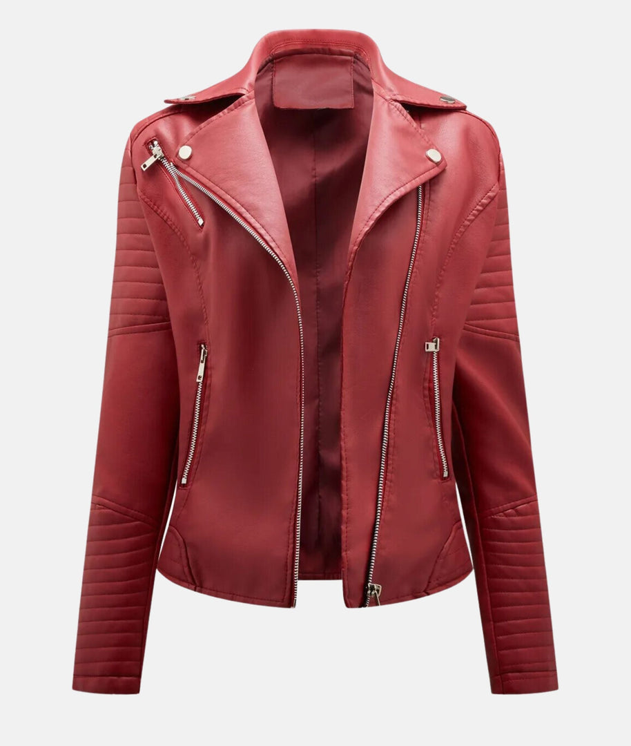 WW | Damen Lederjacke ohne Kapuze - Stilvolle Bikerjacke