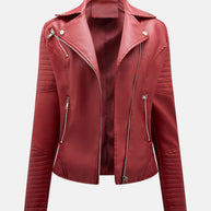 WW | Damen Lederjacke ohne Kapuze - Stilvolle Bikerjacke