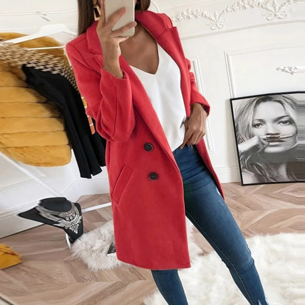 WW | Chic Trenchcoat Damen mit Tailliertem Silhouette und Knopfverschluss