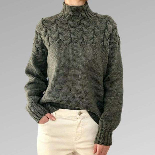 WW - Damenpullover mit Zopfstrick-Detail