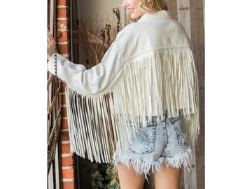 Wildlederjacke für Frauen mit Quastenbesatz