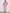 Asymmetrisches, figurbetontes Midikleid mit Rüschenkragen | Rosa