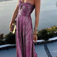WW | Schulter Shimmer Maxi Kleid Elegant, Leicht & Perfekt Für Abend Glam