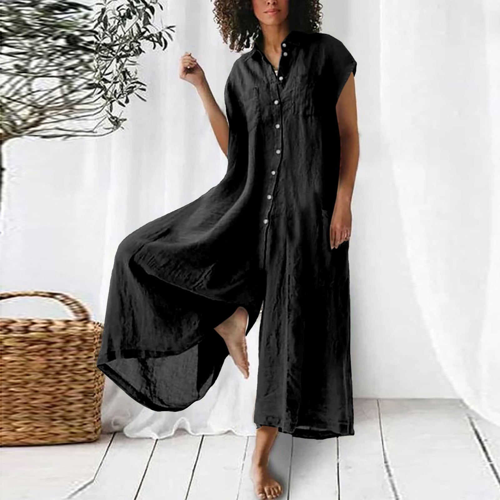 WW | Super Stylischer Leinen Jumpsuit Für Damen