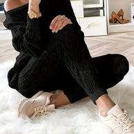 WW Gestricktes Passendes Sweatshirt & Hosen Outfits Zweiteiliges Set