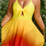 WW | Badekleid Schleife Unregelmäßig Netz Ein Teil
