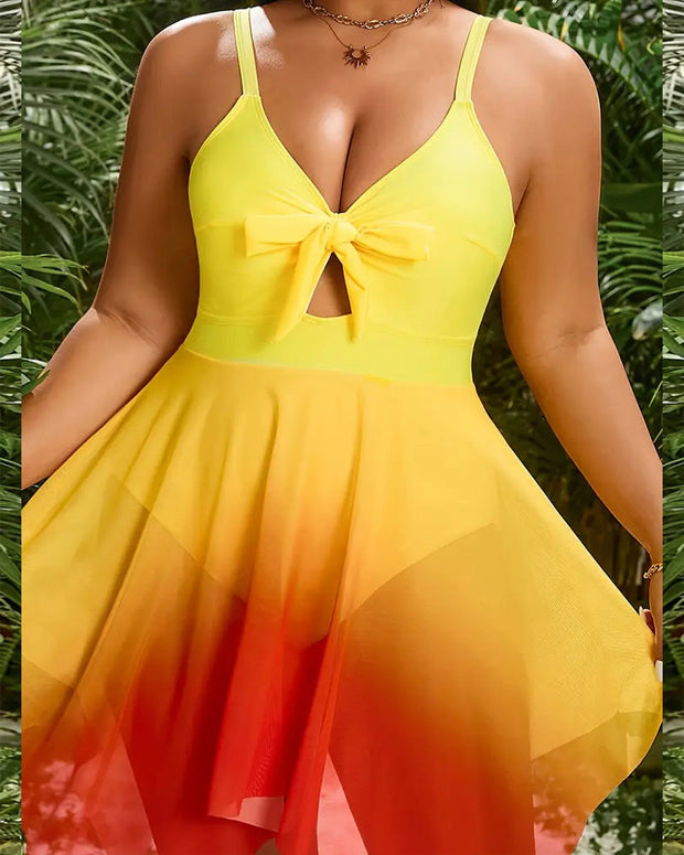 WW | Badekleid Schleife Unregelmäßig Netz Ein Teil