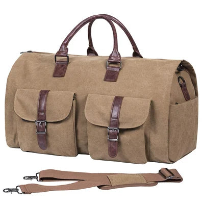 Canvas-Braun Leder-Braun wandelbare Duffle-Kleiderkoffer