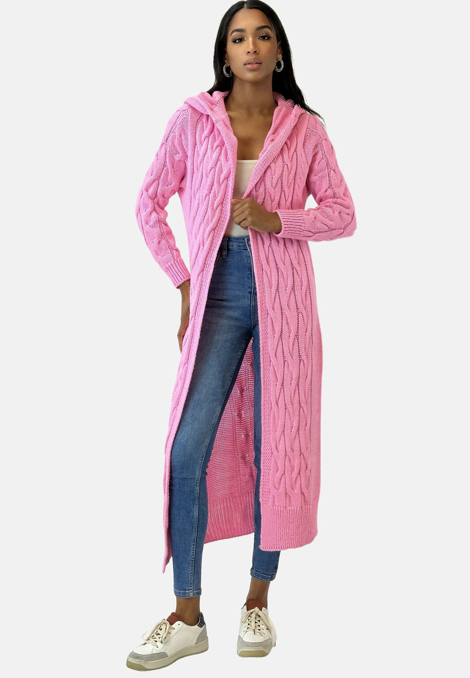 W&W - Lange Strickjacke mit Kapuze