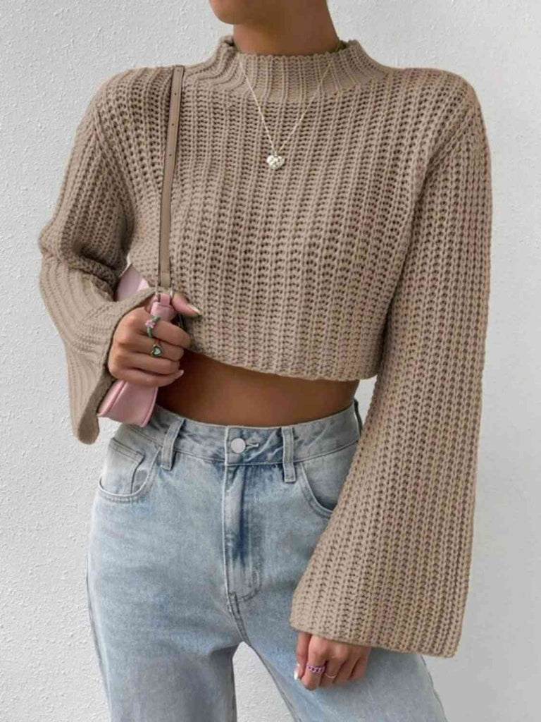 WW | Mock Neck Langarm Gekürzter Pullover