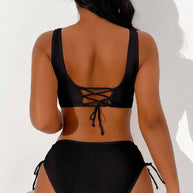 WW bikini-badeanzug mit kordelzug und schnürung hinten