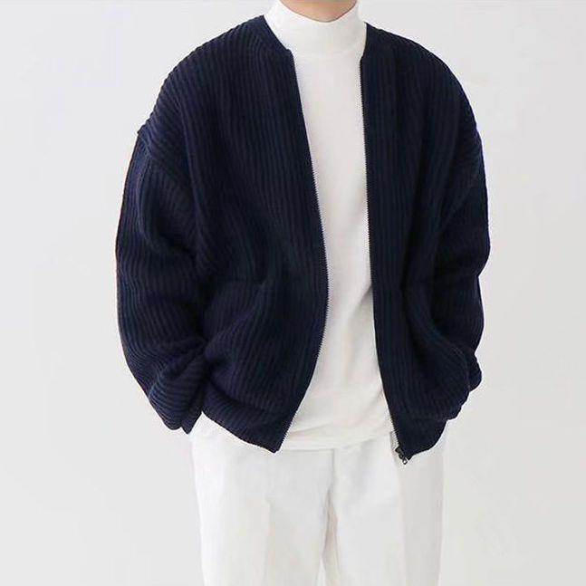 W&W Mode | Stehkragen Strickjacke für Herren | Warmer und stilvoller Pullover