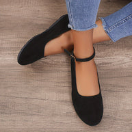 WW | Klassische Einfarbige Ballerinas Mit Riemchen