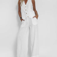 WW | Elegantes 2 Teiliges Satz Aus Weiter Leinenhose Und Weste