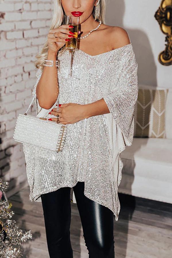 WW | Light The Way Pailletten Shift Tunika Bluse