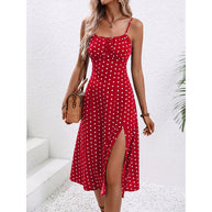 WW Polka-Dot-Hosenträgerkleid - Damenlangkleid
